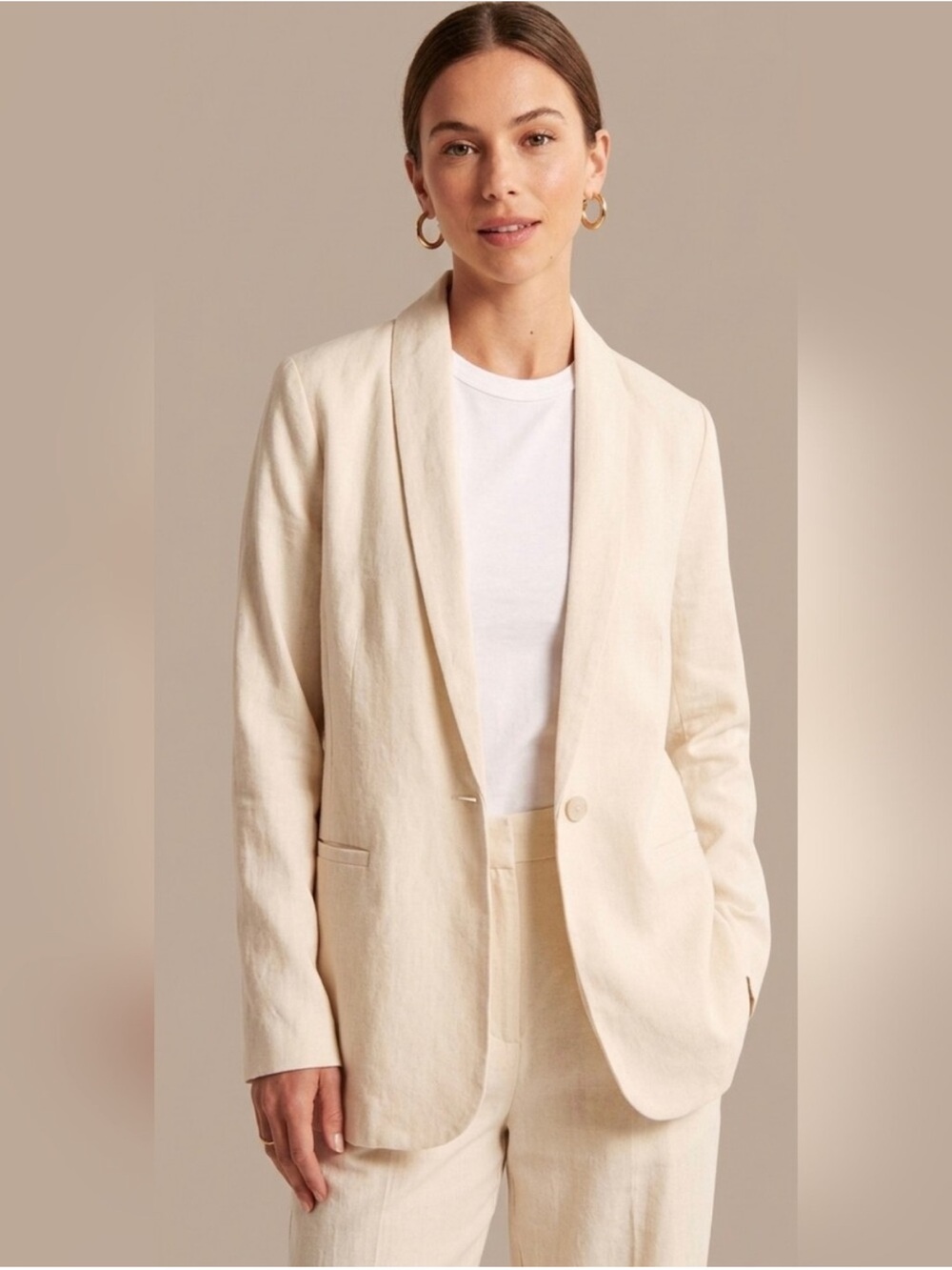 abercrombie & fitch cream linen shawl collar blazer size small